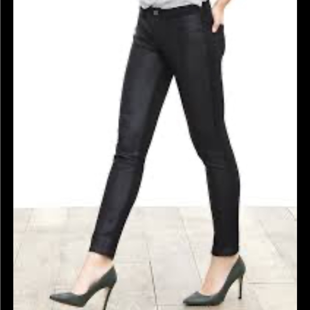 SLOAN-FIT FAUX-LEATHER FRONT SKINNY ANKLE PANT sz 0 Banana Republic